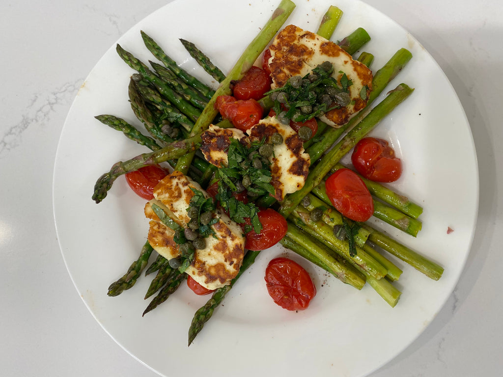 Grilled Asparagus, Roasted Tomato, and Halloumi Cheese – Cardenas Gourmet Foods