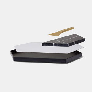Modern Black Marble and Melamine Board and Cheese Knife